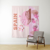 Tenture Ibiza, Espagne, Art Voyage, Art Preppy, Pastel (En situation)