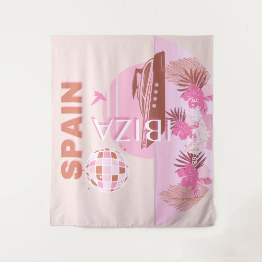 Tenture Ibiza, Espagne, Art Voyage, Art Preppy, Pastel (Devant)