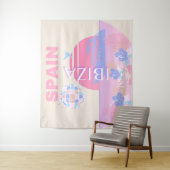 Tenture Ibiza, Espagne, Art Voyage, Art Preppy, Rose (En situation)