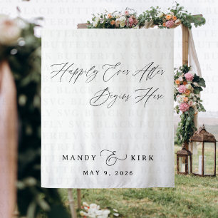 Tenture Ici commence un bonheur éternel Fond de mariage