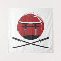 Icône d'épée Samurai avec dessin animé de la porte
