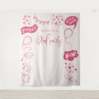 Icônes Quirky Grad Dessous Rose Dessin À La Main