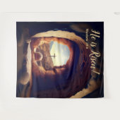 Tenture Il est ressuscité ! Jésus a ressuscité un tombeau (Devant (Horizontal))