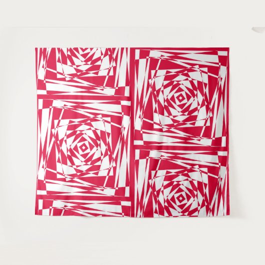 Tenture Illusion abstraite rouge blanc (Devant (Horizontal))