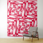 Tenture Illusion abstraite rouge blanc (En situation)