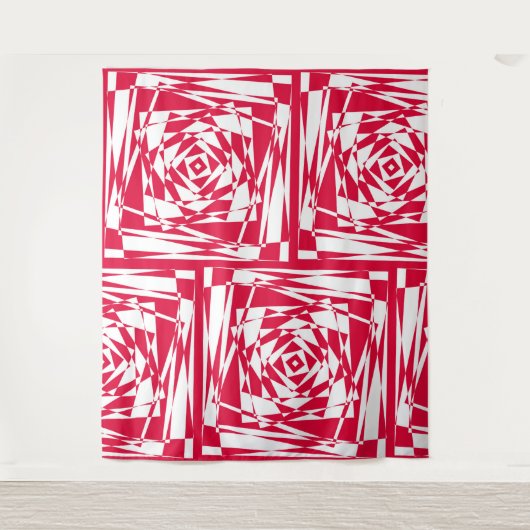 Tenture Illusion abstraite rouge blanc (Devant)