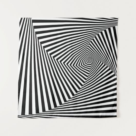 Tenture Illusion optique : Abstraite géométrique rayée. (Devant)
