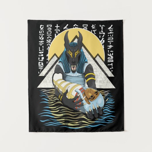 Tenture Illustration Anubis du dieu égyptien antique (Devant)