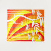 Tenture Illustration botanique orange et blanc (Devant (Horizontal))