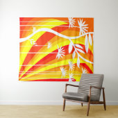 Tenture Illustration botanique orange et blanc (En situation (horizontale))