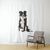 Tenture Illustration Collie Bordure ! (En situation)