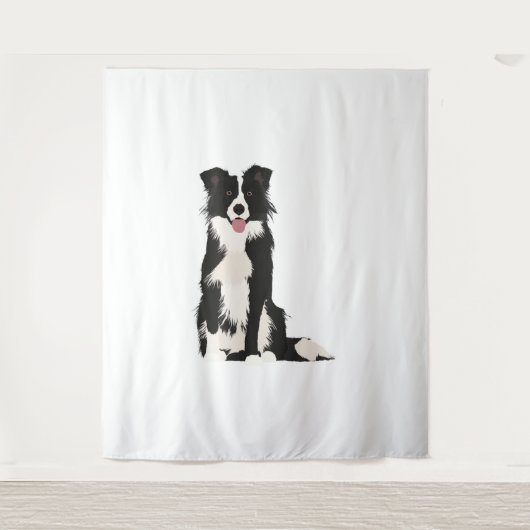Tenture Illustration Collie Bordure ! (Devant)