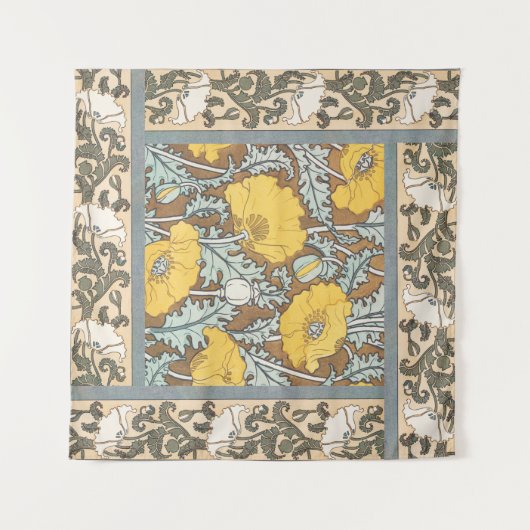 Tenture illustration d'art pavot fleur jaune (Devant (Horizontal))