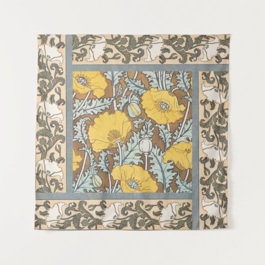 Tenture illustration d'art pavot fleur jaune (Devant)