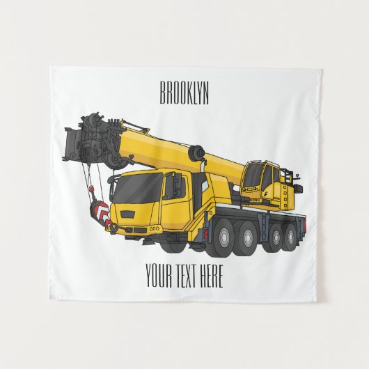 Tenture Illustration de camion de grue (Devant (Horizontal))