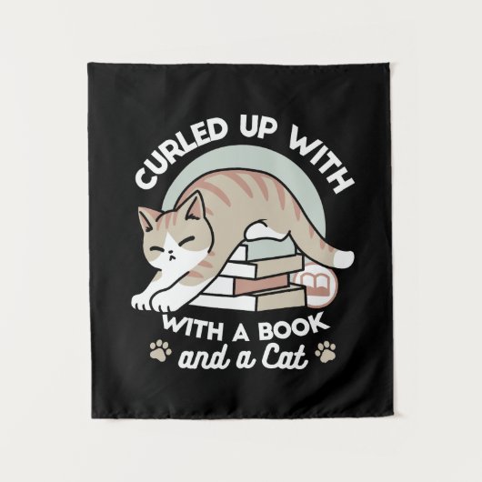 Tenture Illustration de chat Lover - Curled Up & Cosy (Devant)