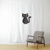 Tenture Illustration de chat noir, Doodle mignon chat clas (En situation)