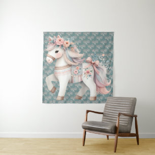 Tenture Illustration de cheval de fantaisie au pastel flor