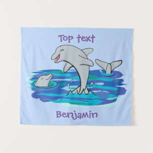 Tenture Illustration de dauphins heureux adorables