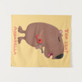 Tenture Illustration de dessin animé de capybara ukulele (Devant (Horizontal))
