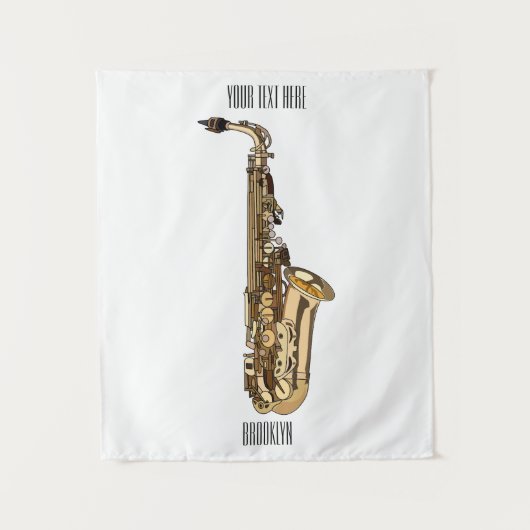 Tenture illustration de dessin animé de saxophone (Devant)