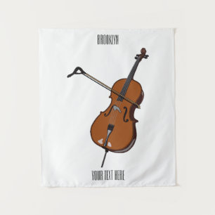 Tenture illustration de dessin animé de violoncelle 