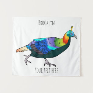 Tenture illustration de dessin animé d'oiseau monal de l'H