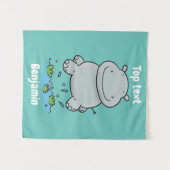 Tenture Illustration de dessin animé d'un hippopotame mign (Devant (Horizontal))