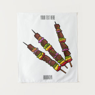 Tenture Illustration de dessin animé Kebab ou kabob