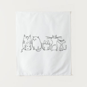 Tenture Illustration de dessin artistique de la chat gang