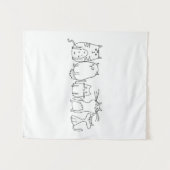 Tenture Illustration de dessin artistique de la chat gang  (Devant (Horizontal))