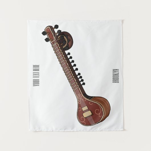 Tenture Illustration de dessin de Sitar (Devant)