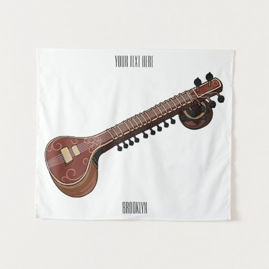 Tenture Illustration de dessin de Sitar (Devant (Horizontal))