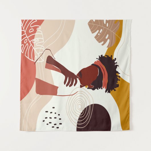 Tenture Illustration de femme noire, Portrait Print Throw (Devant (Horizontal))