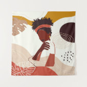 Tenture Illustration de femme noire, Portrait Print Throw (Devant)