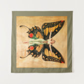 Tenture Illustration de femme volant papillon flapper (Devant (Horizontal))