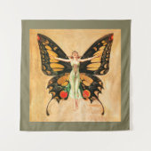 Tenture Illustration de femme volant papillon flapper (Devant)