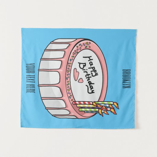 Tenture Illustration de gâteau d'anniversaire (Devant (Horizontal))