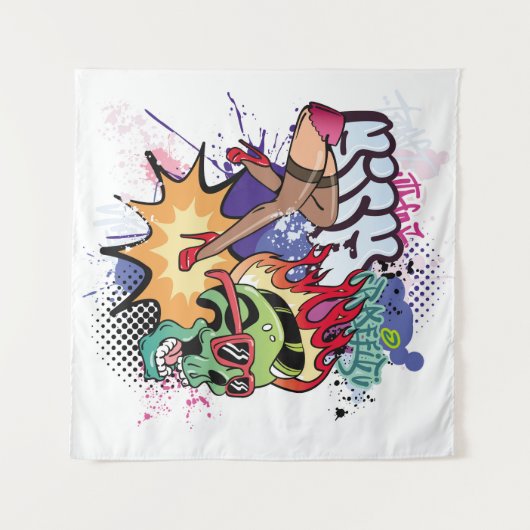 Tenture Illustration de graffiti avec lettres de graffitis (Devant (Horizontal))