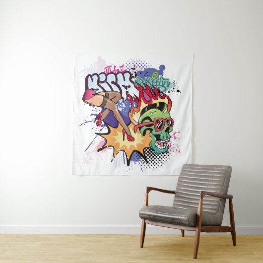 Tenture Illustration de graffiti avec lettres de graffitis (En situation)