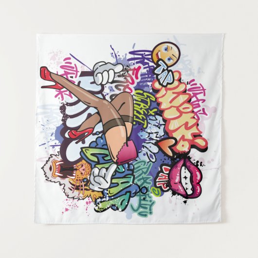 Tenture Illustration de graffiti avec lettres de graffitis (Devant (Horizontal))