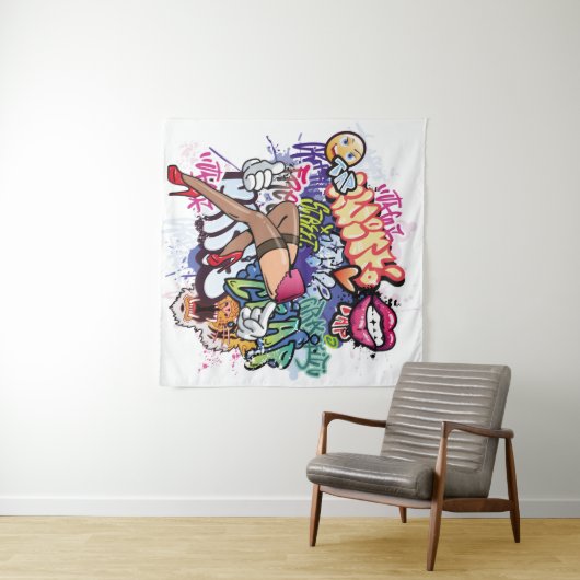 Tenture Illustration de graffiti avec lettres de graffitis (En situation (horizontale))