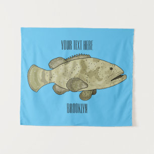 Tenture Illustration de la caricature du poisson de mérou
