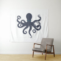 Illustration de la pieuvre blanche bleu marine