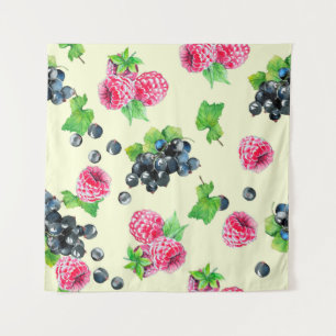 Tenture Illustration de l'aquarelle de framboise et de cas
