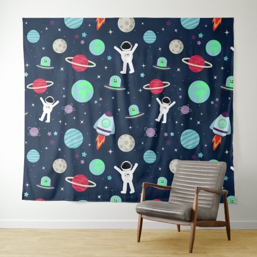 Tenture illustration de motif spatial (En situation (horizontale))