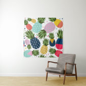 Tenture Illustration de motif transparent d'ananas, coloré (En situation)