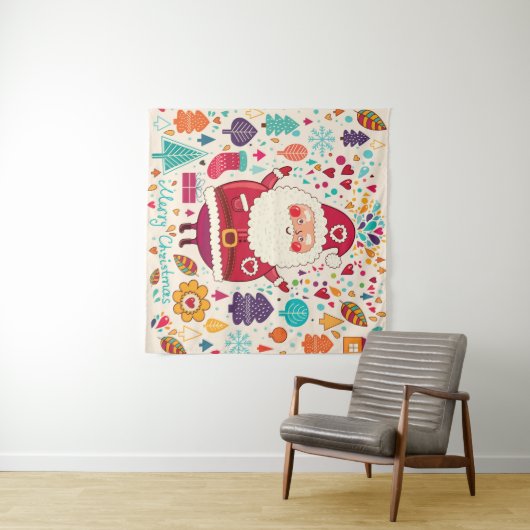 Tenture Illustration de Noël du Père Noël (En situation (horizontale))