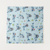 Tenture Illustration de pirate requin gribouillée (Devant (Horizontal))