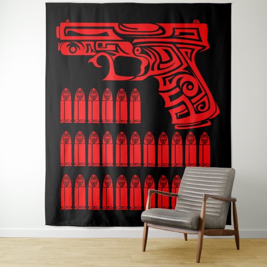 Tenture Illustration de pistolet tribal (En situation)
